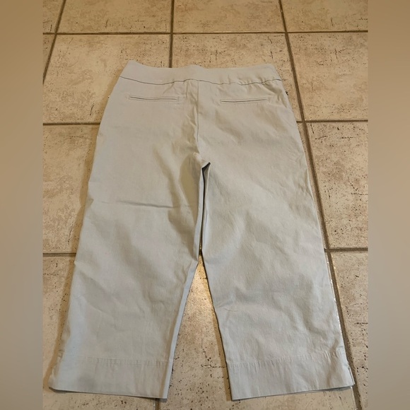 MODE DE VIE Beige Crop Pants Wide Leg Side Zip Pockets Size Large - Picture 3 of 5